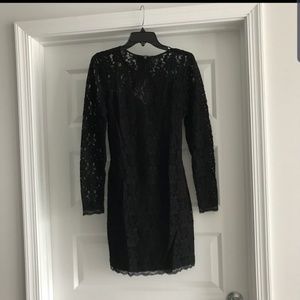 Express black lace long sleeve dress